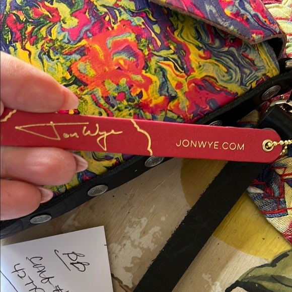 Vibrant Multicolor Rosinante Tal Hand painted leather crossbody bag - Picture 8 of 12